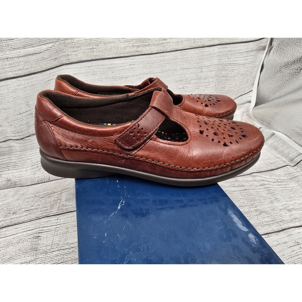 SAS Womens Size 8 N Leather Willow Slip On Loafers Walking Shoes Walnut Brown - Picture 6 of 12